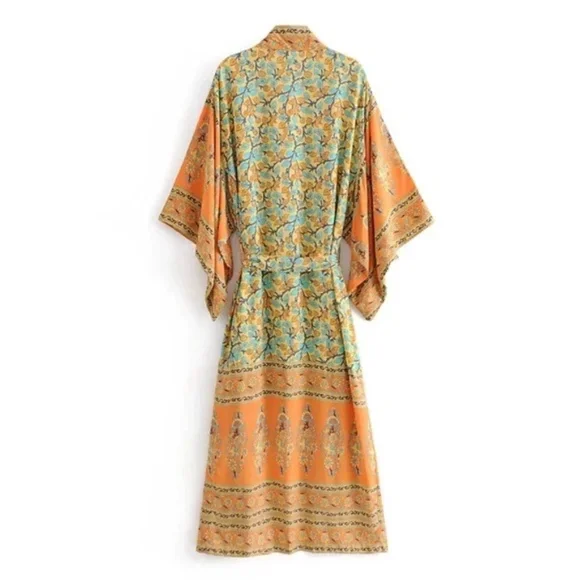 SOLD OUT Golden Fields Bohemian Kimono Wrap Robe - Picture 4 of 7
